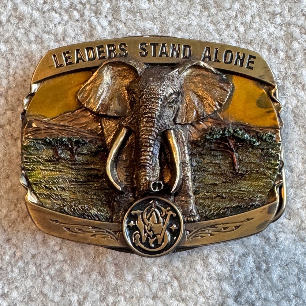 Vintage Smith & Wesson Leaders Stand Alone Elephant Belt Buckle 1997 USA